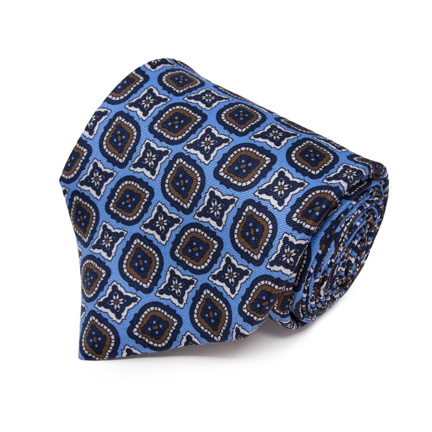 Lorenzo Cana Cravatta In Seta Blu A Quadri Piccoli - 100% Seta, 150 Cm X 7,5 Cm, Business E Matrimonio