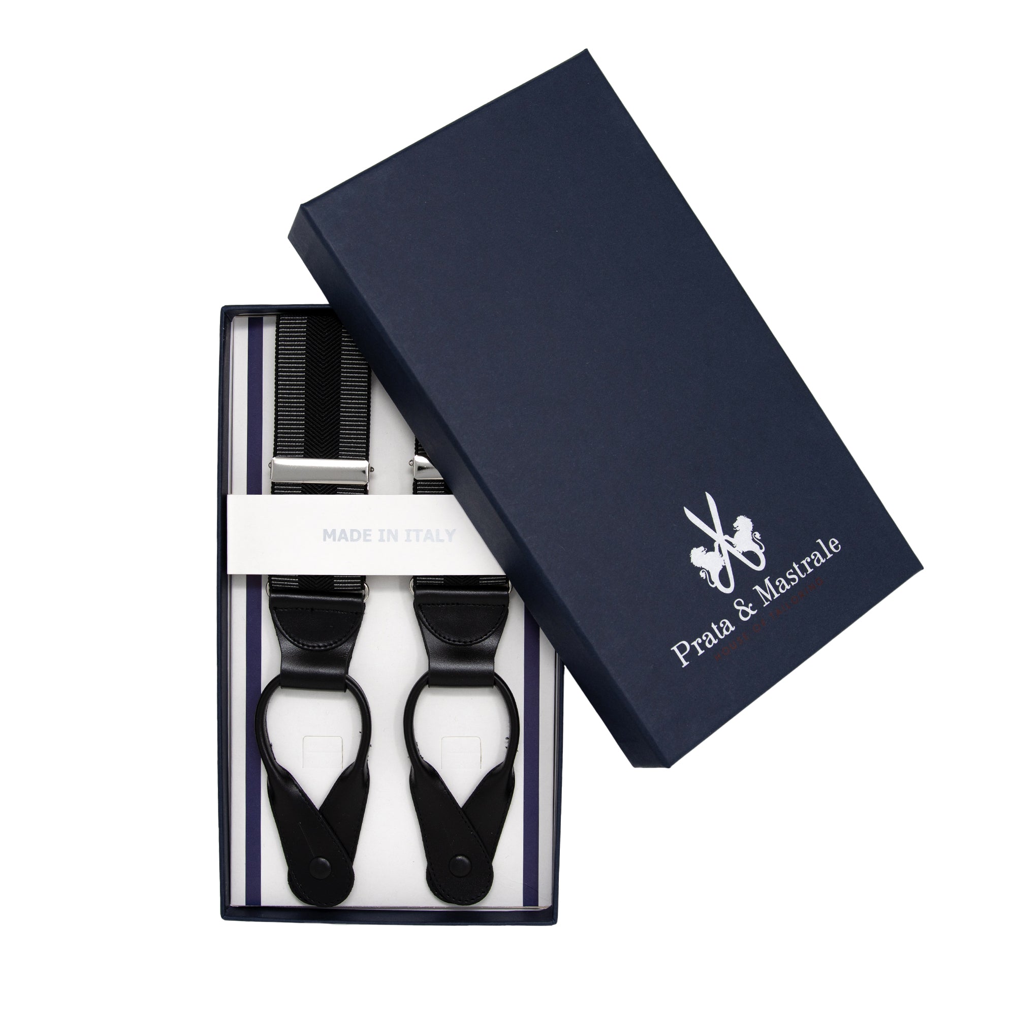 Bretelle Larghe - BLACK-GREY STRIPES