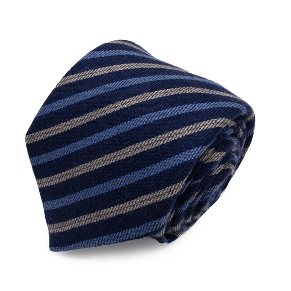 Cravatta in Cashmere - BLUE STRIPES KASHMĪR