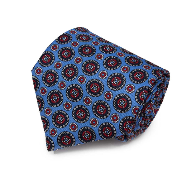 Cravatta in Seta - DUSTY BLUE PATTERNS ROUND