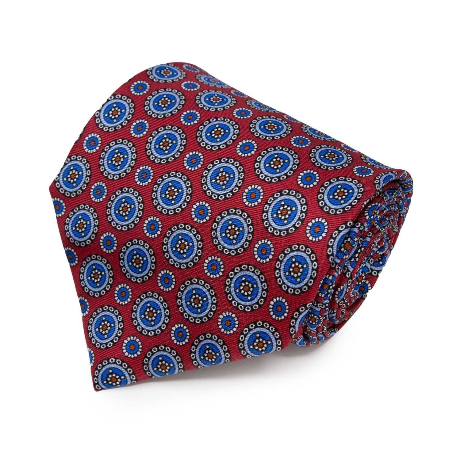 Cravatta rossa riga fine e stretta blu seta silk tie Cravatta rossa riga fine e stretta blu seta silk tie